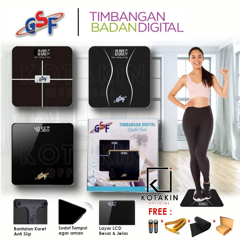 GSF Timbangan Badan Digital Indikator Suhu - Tempered Glass Body Scale 180KG ( Bisa Pilih Motif )