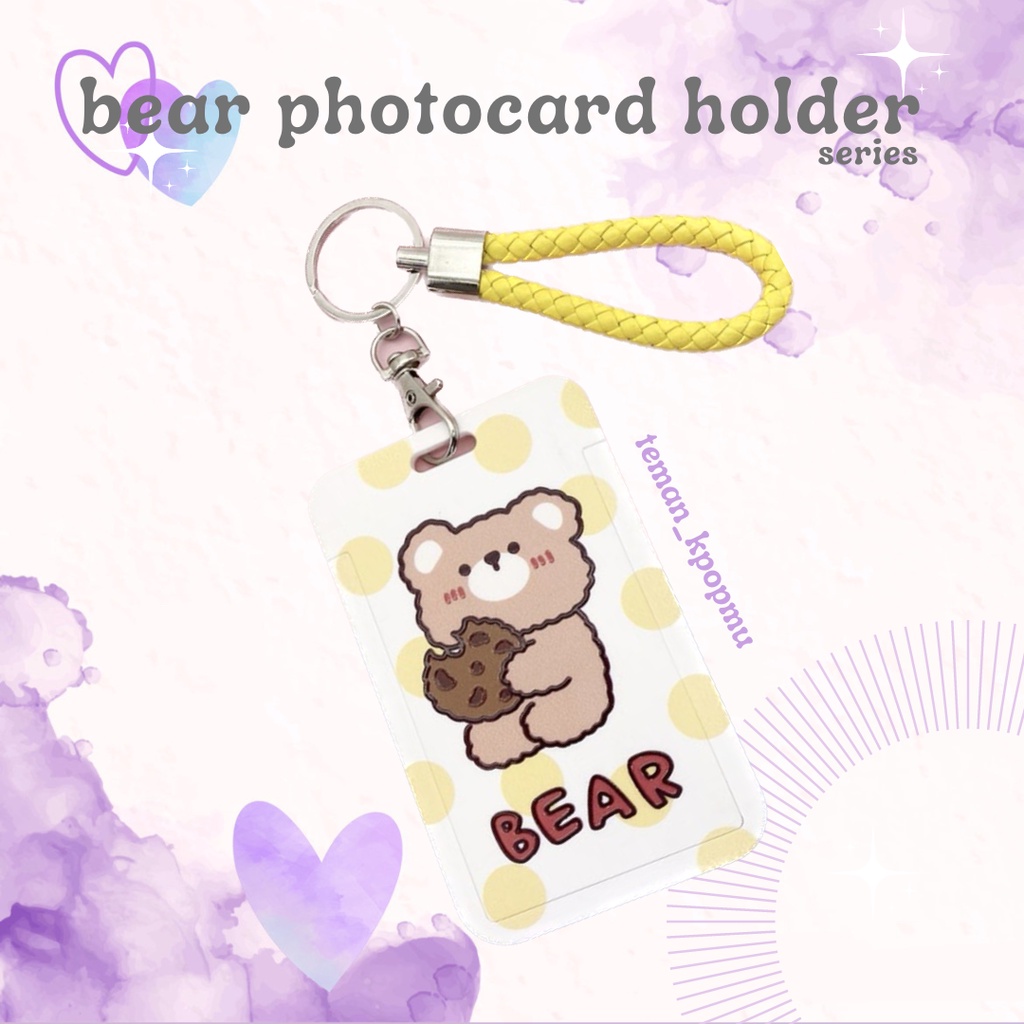 Bear Photocard Holder photocard keychain Motif ID Card - Tempat Foto PC Kpop Photocard Case Gantunga