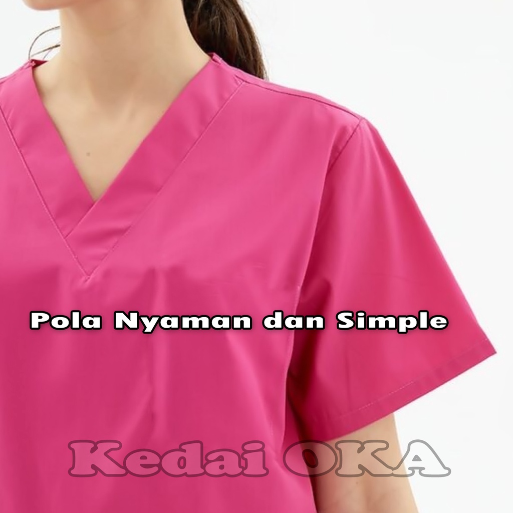 Baju Ok Perawat Medis - Baju Scrub OK - Baju Perawat Lengan Pendek - Seragam Jaga OK - Baju Tindakan OKA - Baju OK Bidan