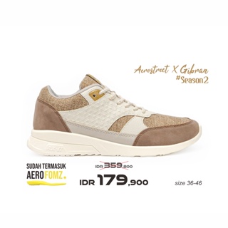Aerostreet X Gibran 2 36-46 Putih Krem Coklat - Sepatu Sneaker Casual