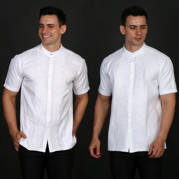 Casella Baju Koko Pria Lengan Pendek | Baju Koko Putih Lengan Pendek