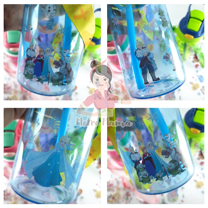 Botol Minum Anak Transparan dengan Lanyard BPA FREE bisa Mix and Match Stiker DIY