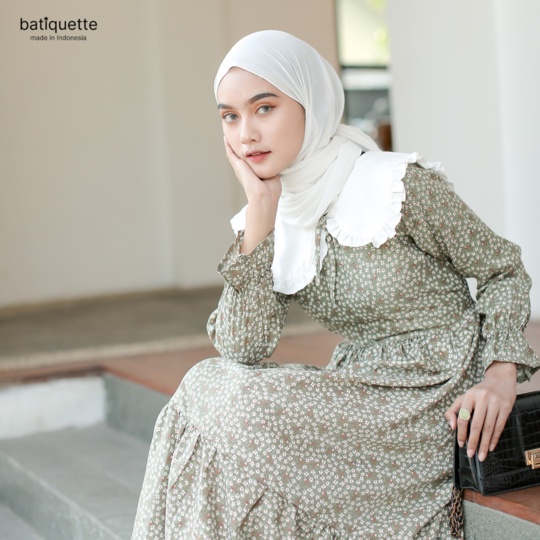 [BATIQUETTE] Audette Flowery Maxi Dress | Gamis Motif Bunga Gaya Vintage Korea