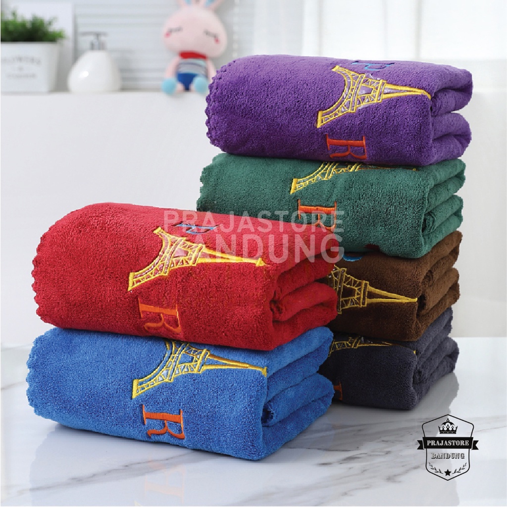 Handuk Mandi Bulu Bordir Paris 70cmx140cm Microfiber Lembut Jumbo Tebal Anduk Dewasa Import Menyerap Air Premium Murah Anduk Guci Embos Import Lebar Halus Pria Wanita Yg Nyerap Dan Serap Ukuran Besar Ukran XXL Hanuk Motif Haduk Impor Cowok Cewek