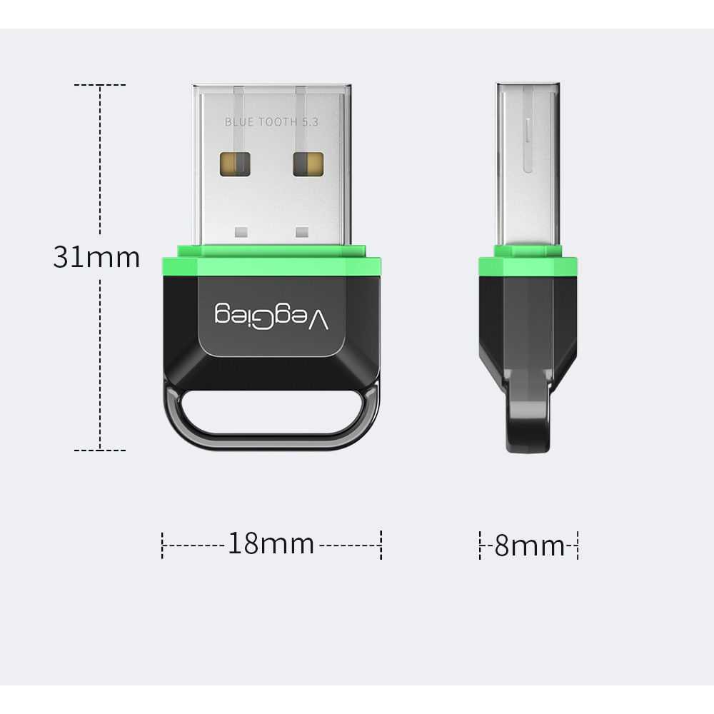 USB Bluetooth Adapter 5.3 Receiver Transmitter Wireless 20m Dongle Penangkap Sinyal Bluetooth Berkualitas