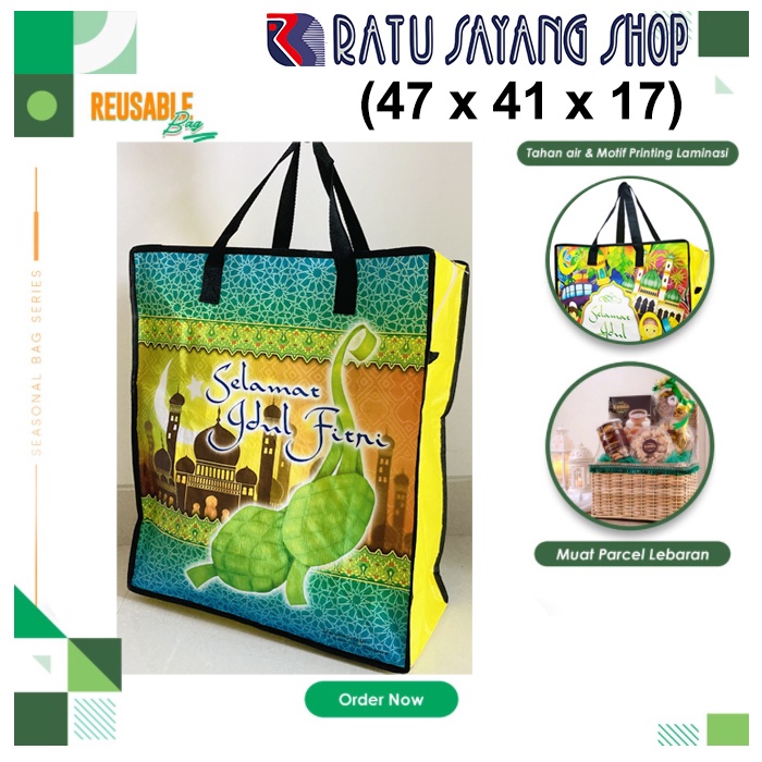

GOODIE BAG LEBARAN JUMBO RESLETING | WOVEN JAHIT LAMINASI (47X41X17)