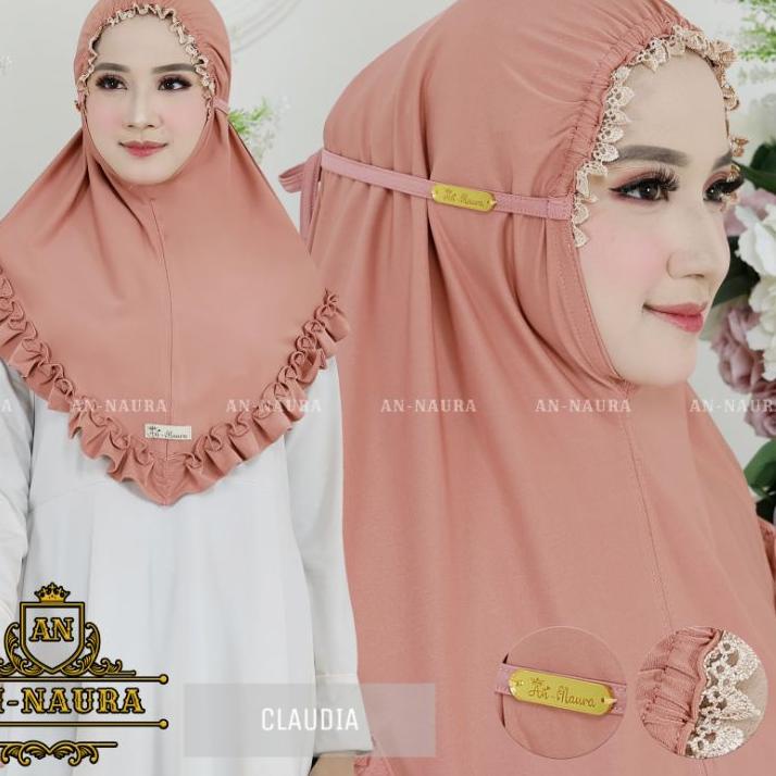 ✽ Jilbab kerut renda claudia terbaru - bergo kerut renda jersey murah - kerudung jersey renda murah 