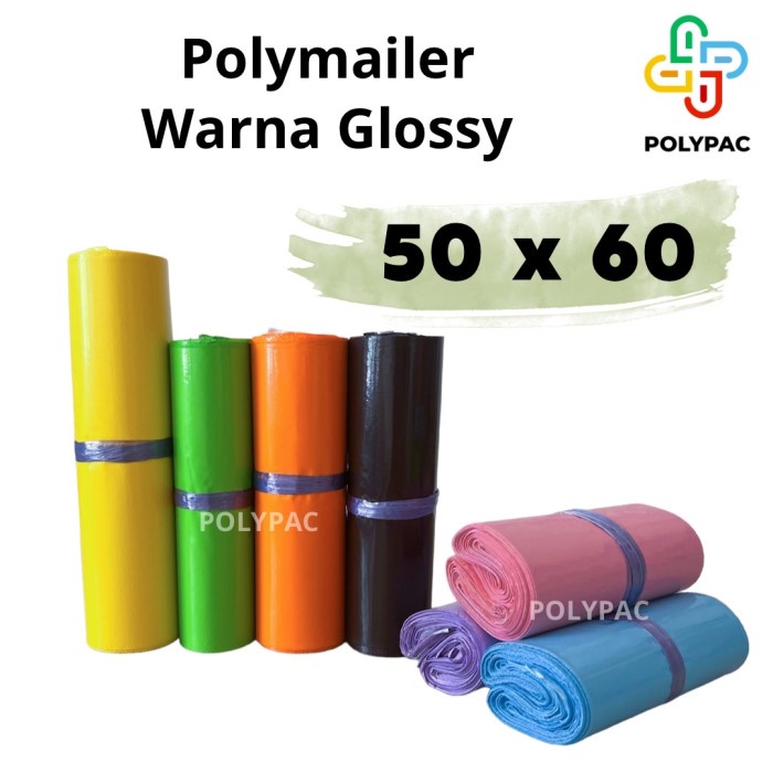 Terlaris Polymailer Warna Glossy 50X60 Isi 50 Pcs - Plastik Polymailer Lem