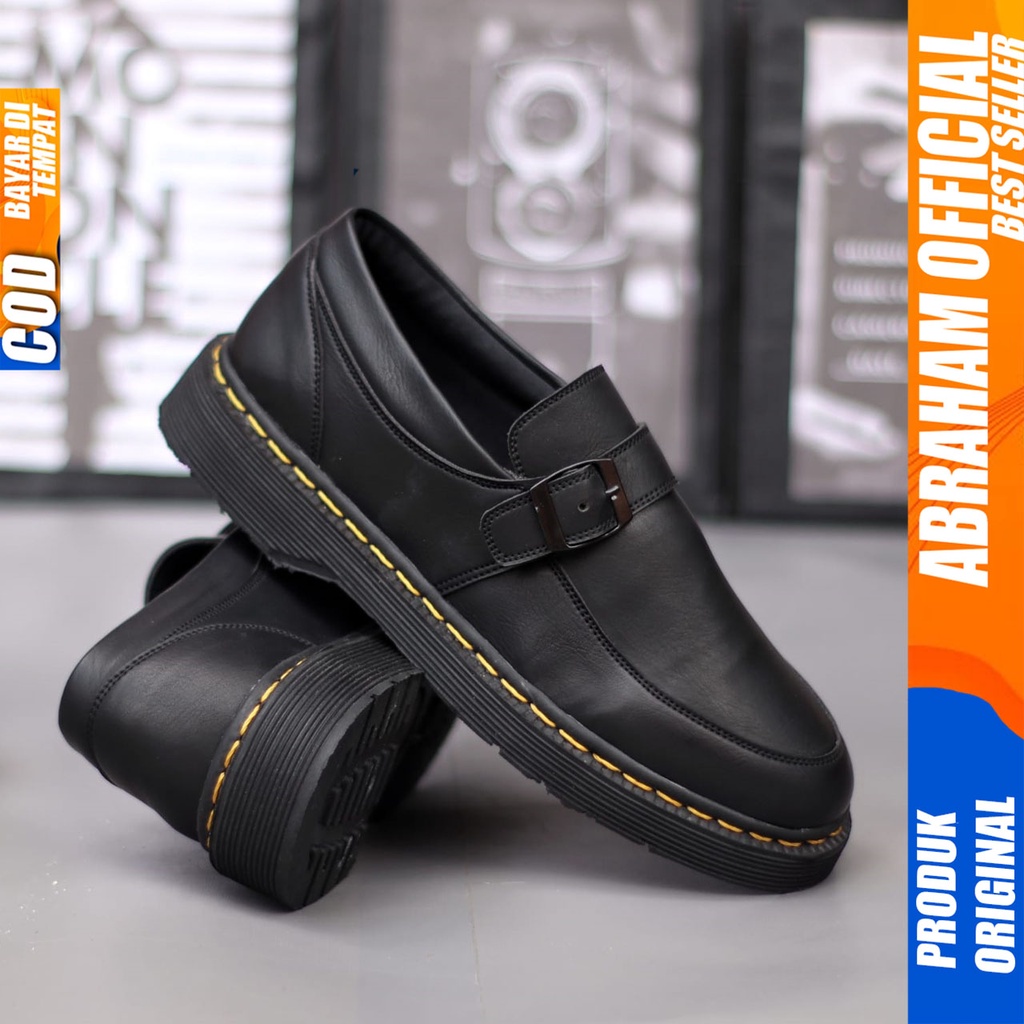 ABRAHAM Sepatu Formal Docmart Pantofel Oxford Hitam Pria