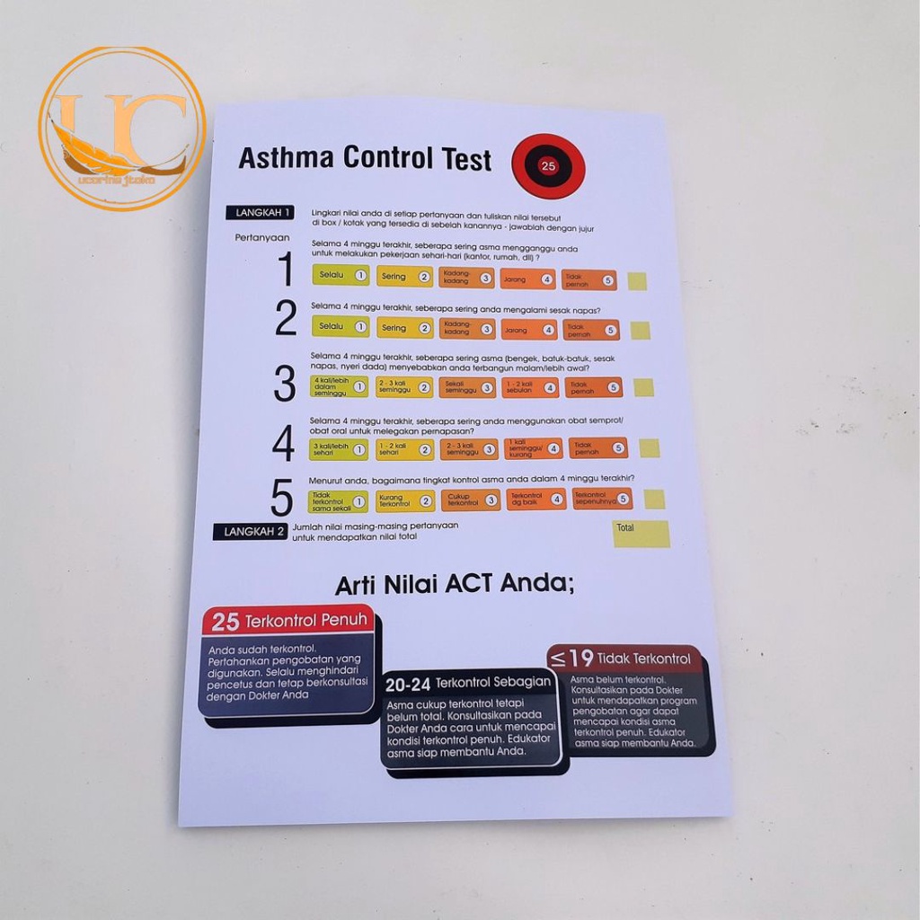 ⭐ucorinejtoko Poster Astma / Poster Asma Cobtrol Test / Poster Asma Kontrol Tes, Poster ACT