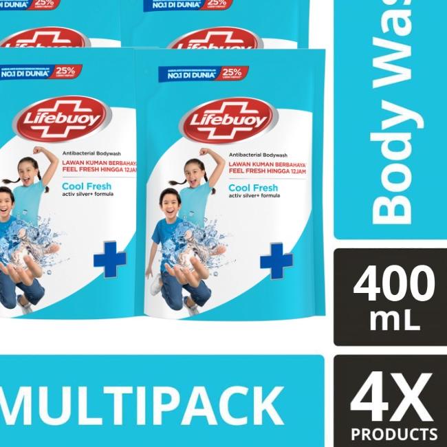 ♛ Lifebouy Sabun Cair Cool Fresh Refill 400ml (Paket Isi 4) ➥