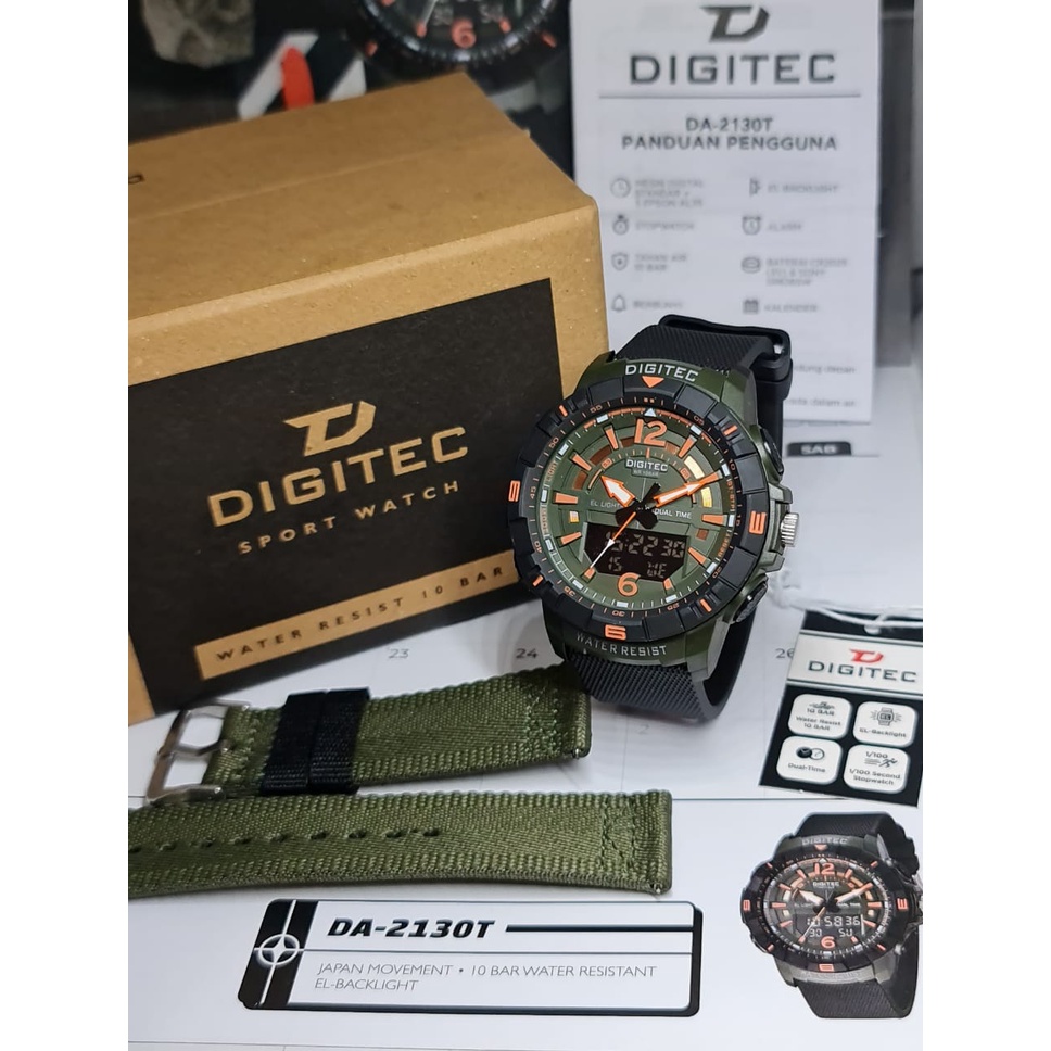 Jam Tangan Pria Digitec 2130 Free Extra Strap Original