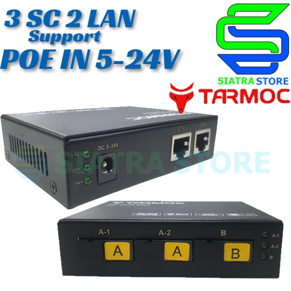 Tarmoc TMC-3SC2E-2AB-P|Media Converter 3FO 2LAN / 3 FO 2 LAN 10/100 POE IN(5-24V)