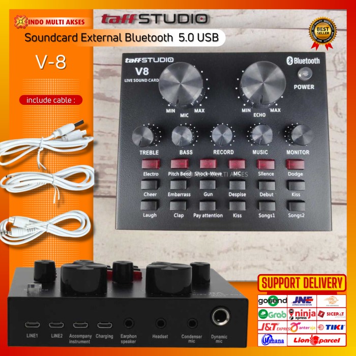 Terlaris Soundcard V8 Ori Taffstudio Sound Card Bluetooth Podcast Live Record