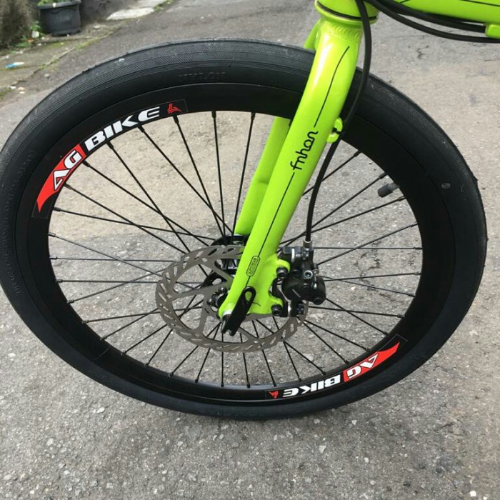 sepeda lipat fnhon blast hijau glosy 10s shimano mt200 e bike dinamo