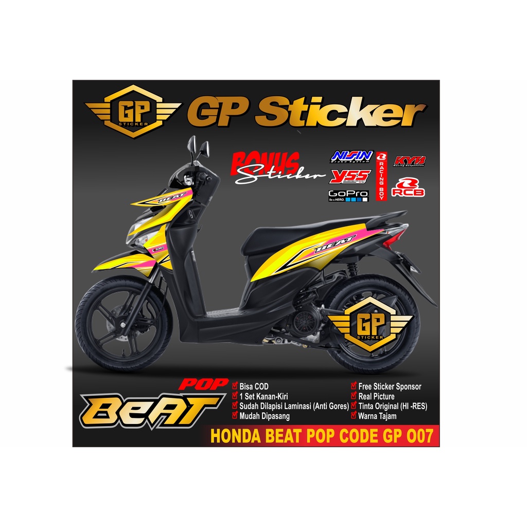 Striping Beat Pop Variasi Stiker Skotlet Scotlite Motor Stiker Motor Beat Pop Motif Racing GP 007