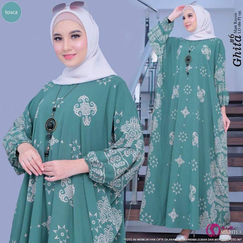 Kaftan Wanita Jumbo XXXXL - Ghita Kaftan Vol. 3 Wanita Jumbo Maksi Motif Batik Kuas Lukis Handmade Lengan Panjang Busui Resleting Gamis Rayon Jumbo Kaftan Terbaru