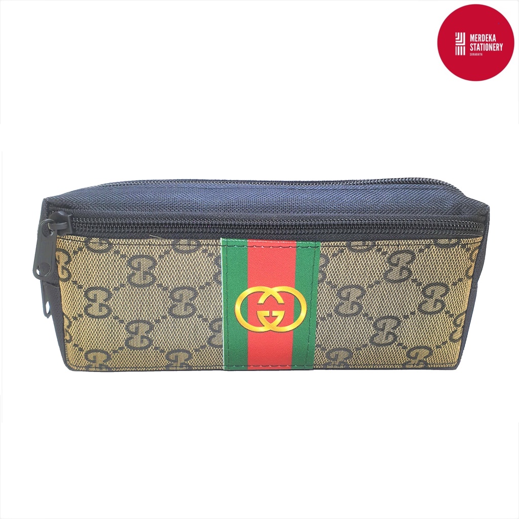 

Pencil Case/Tempat/Kotak/Tepak Pensil Kain 2 Resleting Model/Motif Gucci K-93