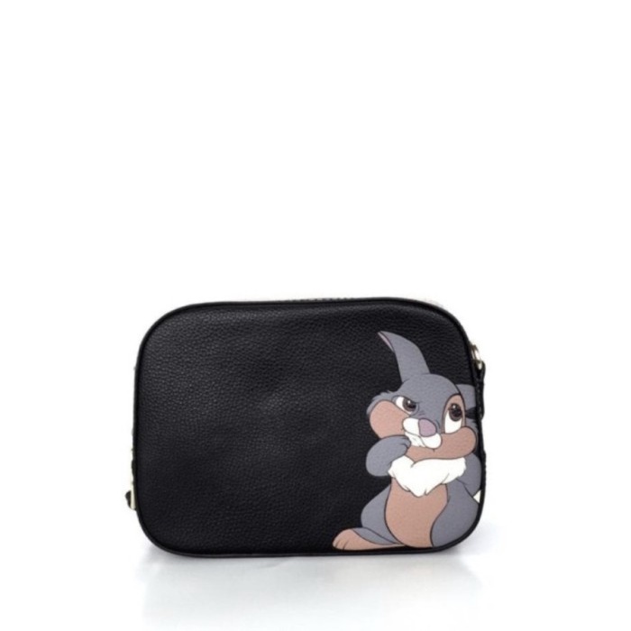 Selempang 100% Original Tas Coach X Disney Thumper Camera Bag In Black Calfskin
