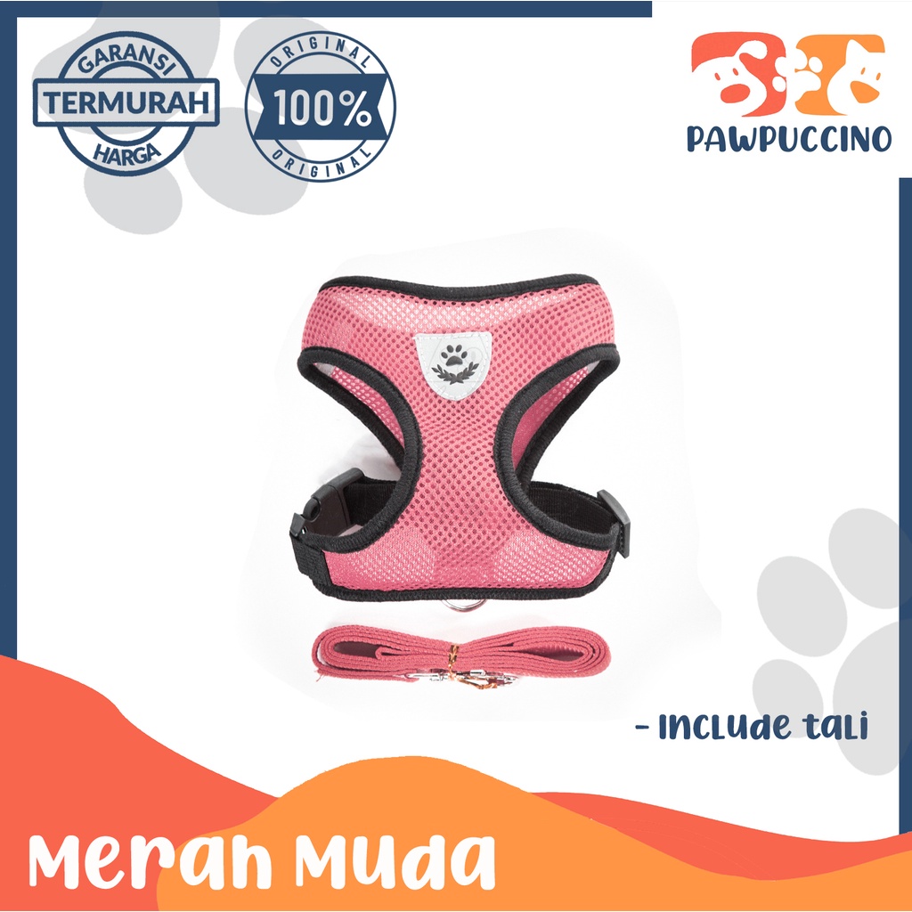 TALI HARNESS ROMPI BERNAFAS KUCING/ANJING,AKSESORIS HEWAN PELIHARAAN