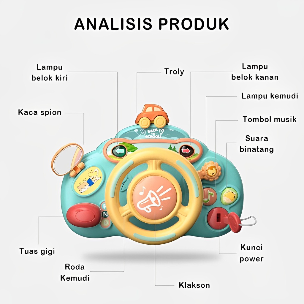 Simulated Drive With Music | Mainan Setir Mobil Anak Musikal | Kado Ulang Tahun Anak Laki Laki Perempuan