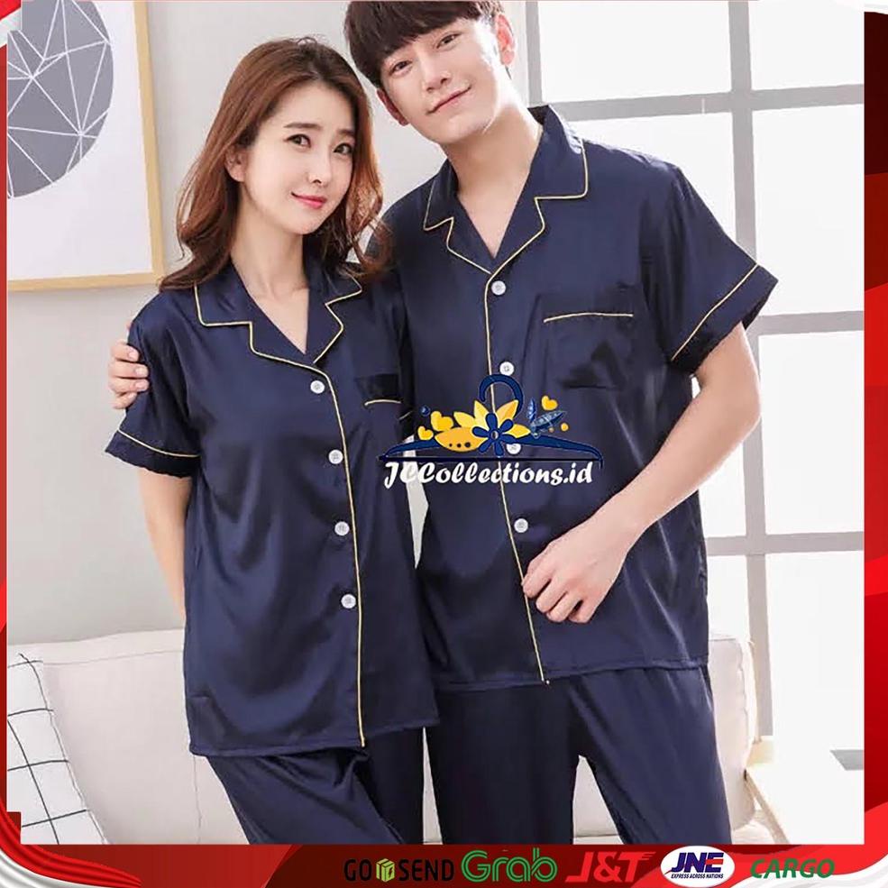 TERMURAH Piyama Couple pasangan Satin Big Size 2XL COUPLE CP - Piyama Satin Jumbo - JCCollections