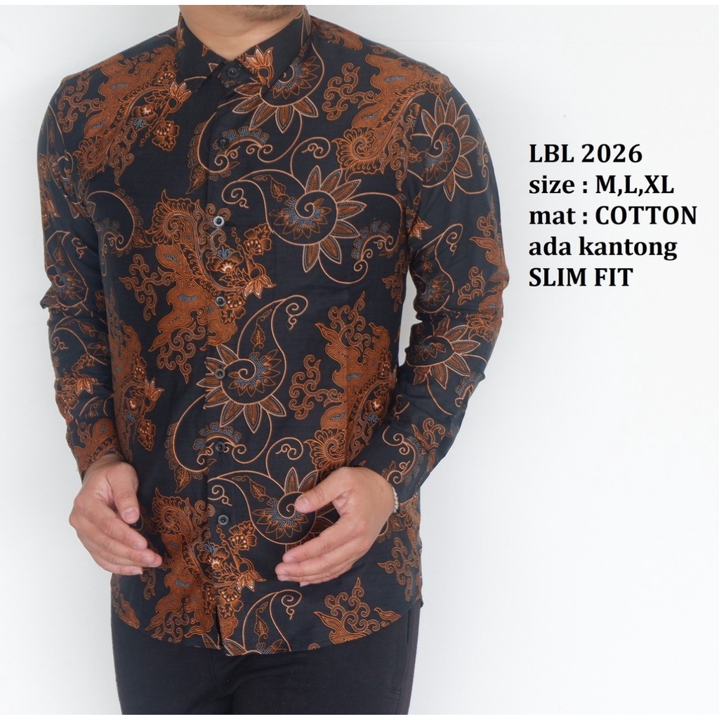 Baju Batik Pria Slimfit Kemeja Lengan Panjang Hem Slim Fit LBL 2026