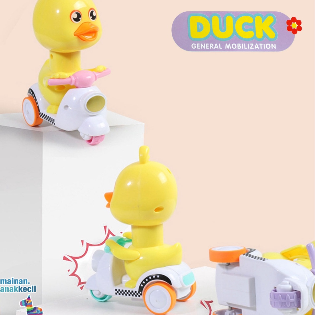 Mainan Anak Pull Back Cute Duck Bebek Naik Motor Pull Back Bebek Mainan Tekan Press