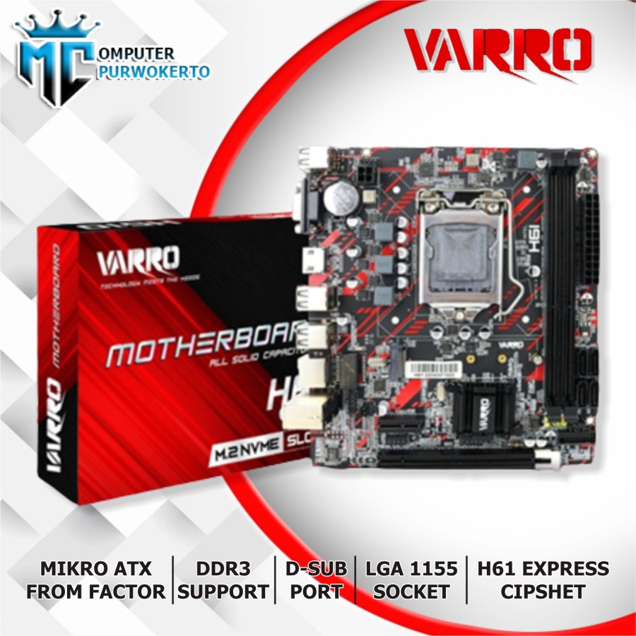 MAINBOARD MOTHERBOARD MOBO H61 LGA 1155 VARRO NVME NEW