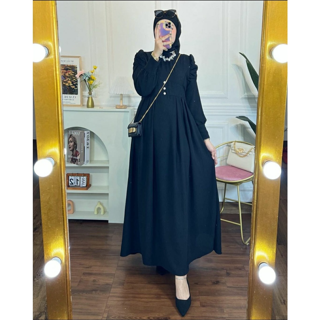 (MGA) GAMIS GEMPITA DAILY LENGAN KERUT BUSUI DRESS WANITA CRINCLE AIRFLOW