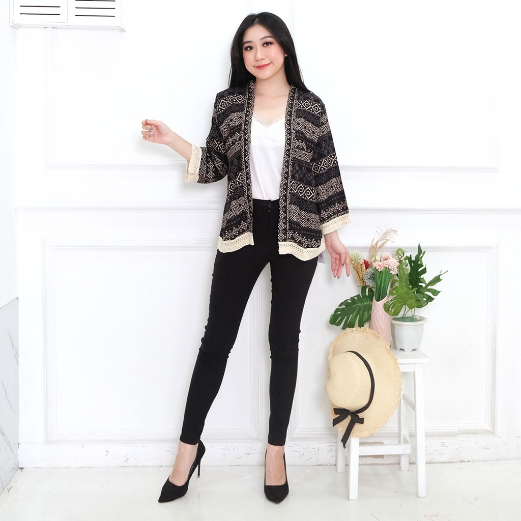 𝑱𝒂𝒌𝒂𝒓𝒕𝒂𝑭𝒂𝒔𝒉𝒊𝒐𝒏 cardigan kimono katun batik etnic kardigan outer bohemian rumbai kiwir-kiwir