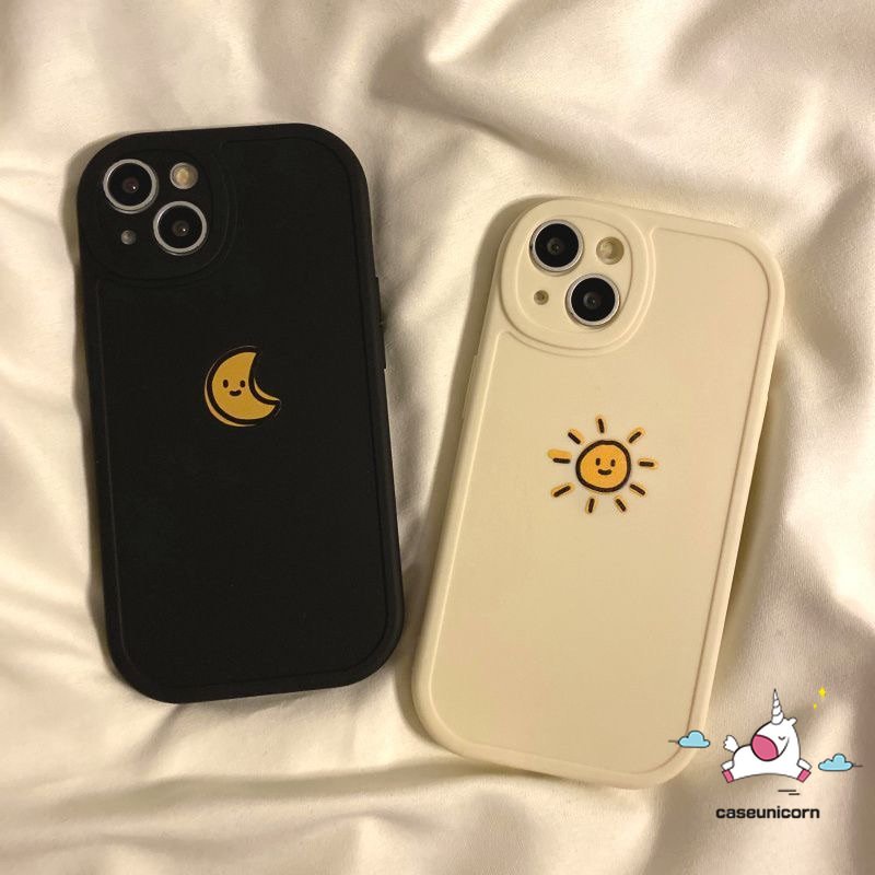 Casing Pasangan Untuk Redmi 10C 12C 10 9T 9A 9a1 10A 9C K40s POCO X3 NFC Pro M3 F4 Redmi Note10 10s 8 9 11 Pro 11s 9s 11Pro+Mi 12 11 Lite Simple Cute Sun Moon Soft Case Pasangan Tpu