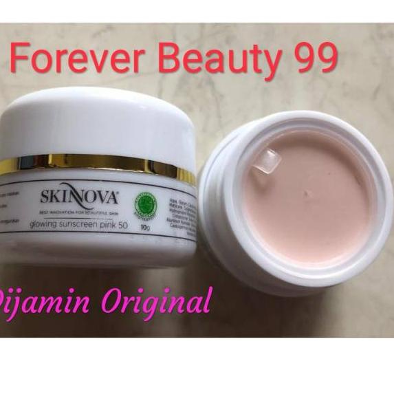 ➴ Skinnova glowing sunscreen pink SPF 50 - instant whitening skinova ◌