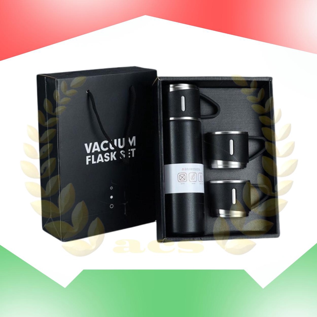 TERMOS VACUUM FLASK SET GIFT HAMPERS TUMBLER Termos Sultan Botol Minum Termos 500ml Vacuum Cup Stainless + 3 Cangkir