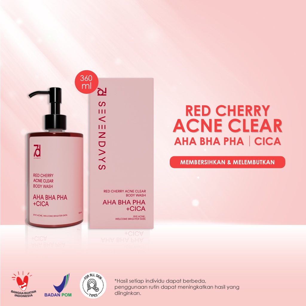 Seven Days Red Cherry Acne Clear / English Pear &amp; Freesia Brightening Body Wash - SABUN MANDI SEVEN DAYS