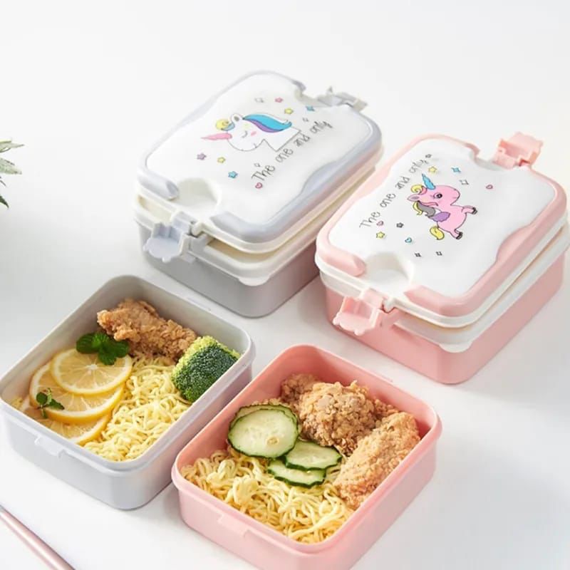 Lunch box 2 layers unicorn - Kotak makan 2 tingkat unicorn