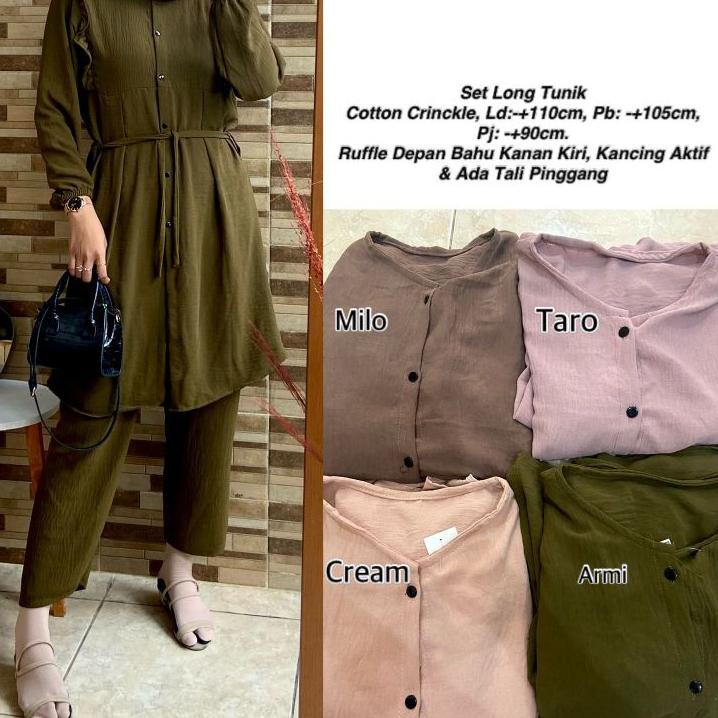 ► SETELAN LONG TUNIK CRINKLE ♕