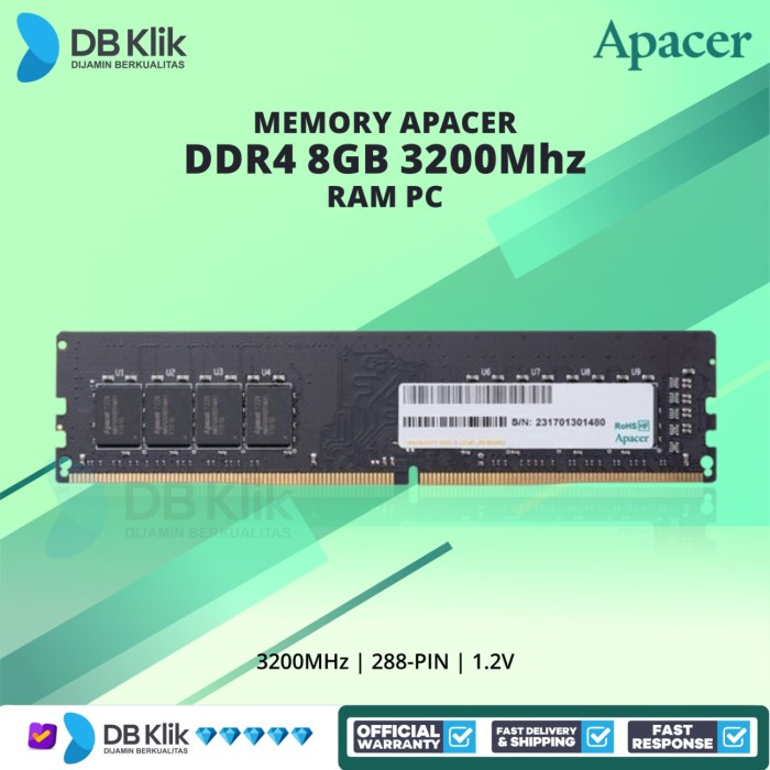 Memory Ram Apacer Ddr4 8Gb 1X8Gb 3200Mhz - Ram Pc Apacer Ddr4 8Gb