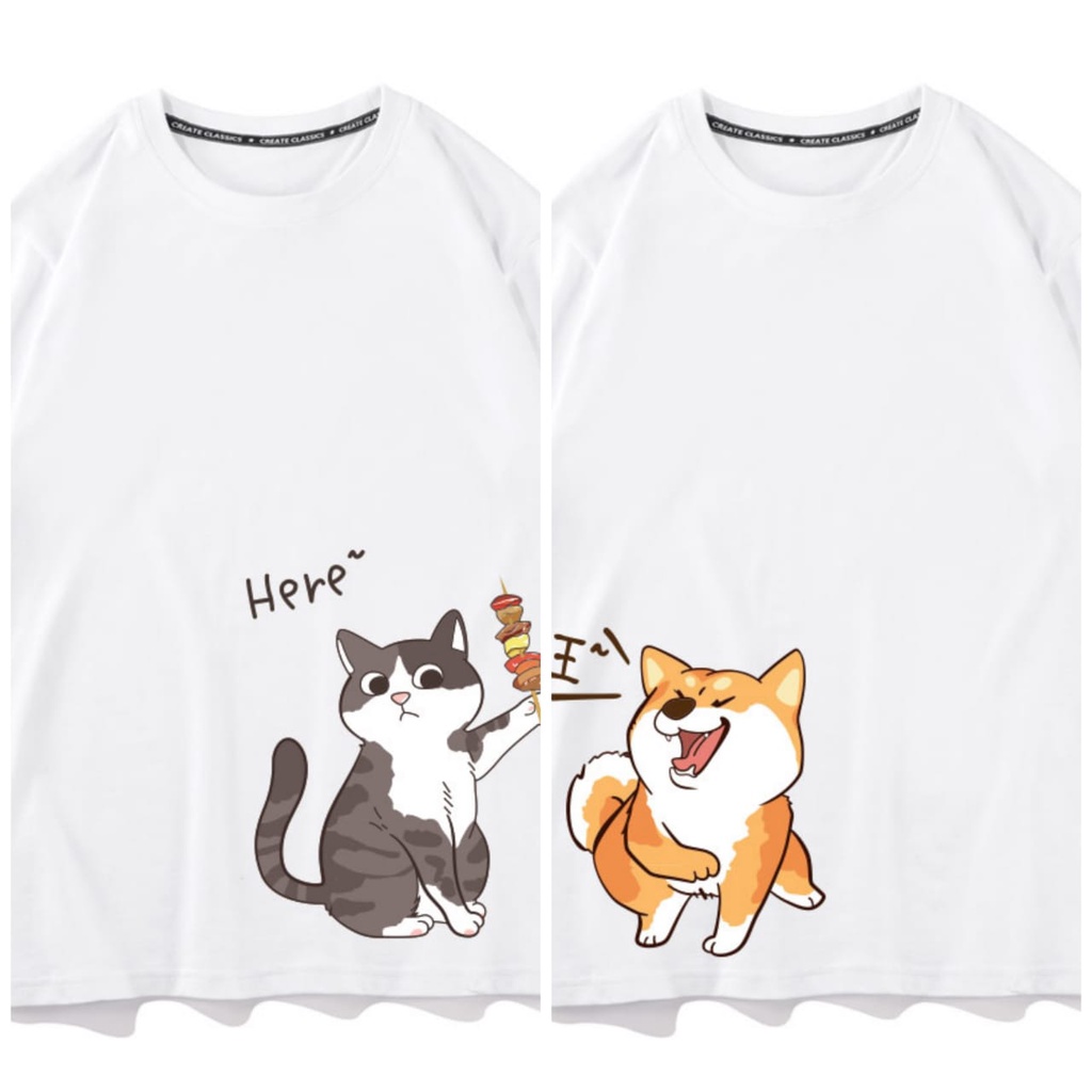 MYSTIQUE.ID-BAJU KAOS COUPLE CAT CUTE T-SHIRT LUCU KEREN DAN AESTETIC