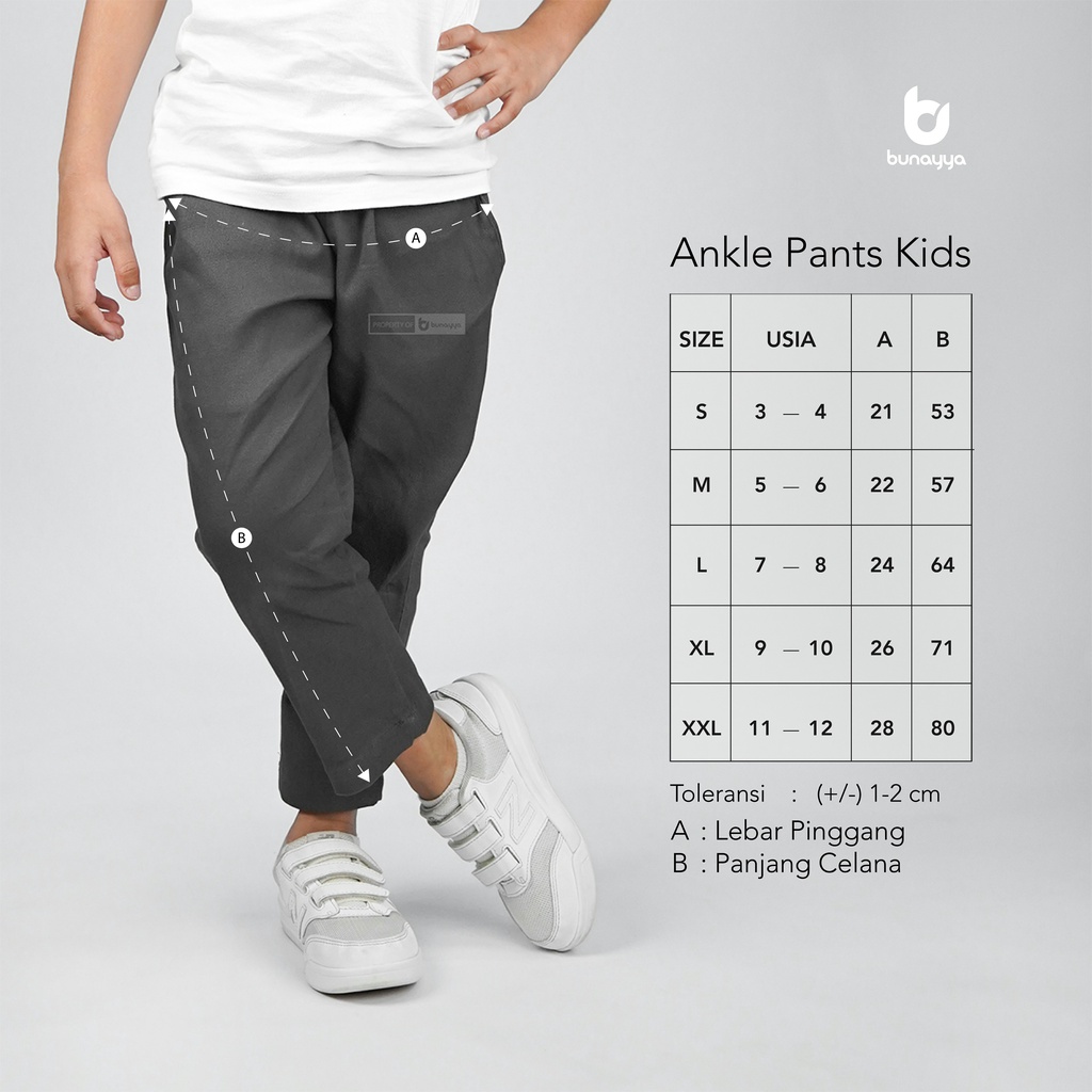 (3th-12th) Sirwal Ankle Pants Kids Bunayya Sunnah Clothing Celana Anak Stretch Lentur AnakTebal