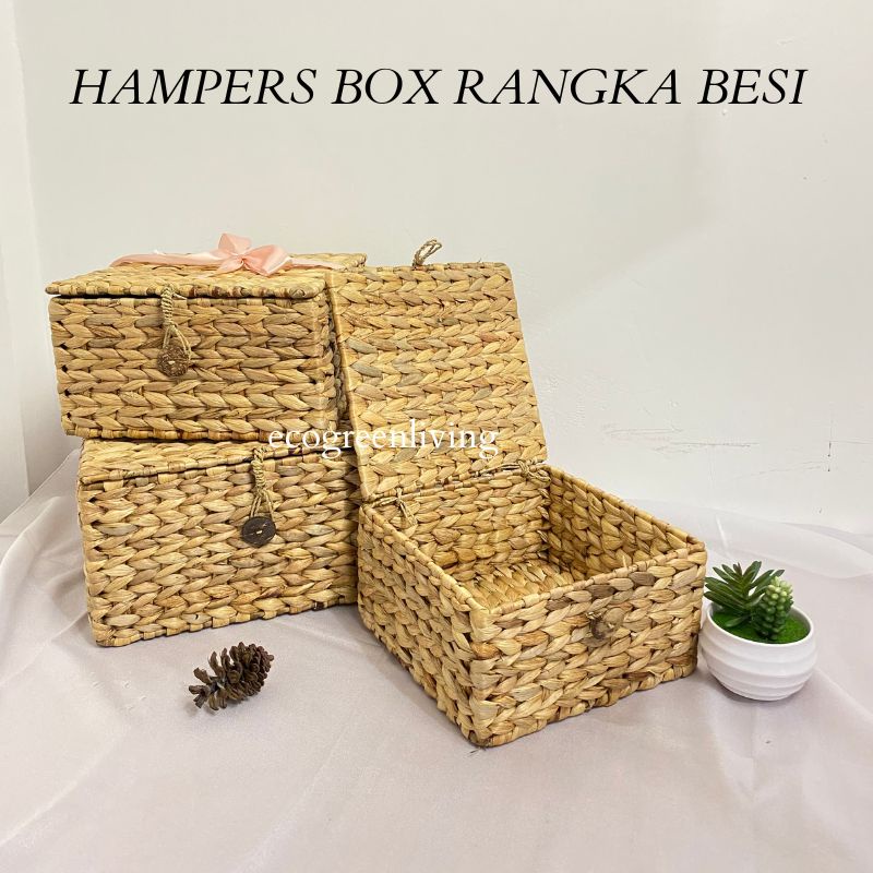 kERANJANG ANYAMAN ENCENG GONDOK RUSTIC HOME STORAGE BOX MULTIFUNGI / HAMPERS BOX / KOTAK PARCEL