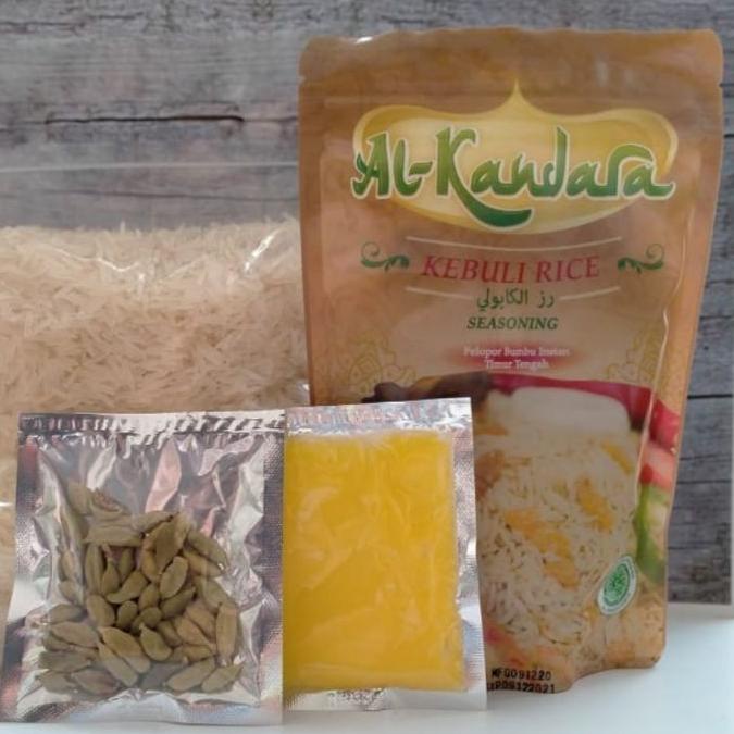 

➵ Paket Nasi Kebuli Briyani Mandhi Bukhori Kabsah instant Alkandara komplit Dengan beras basmati 1kg ❇