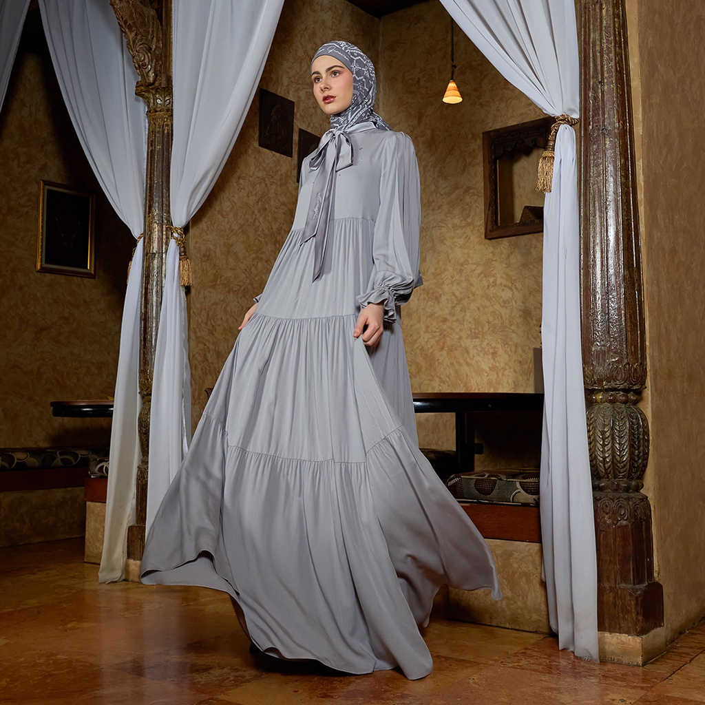 MANDJHA Precious Dress Grey By IVAN GUNAWAN - Busana Muslim Modest ORIGINAL MANDJHA