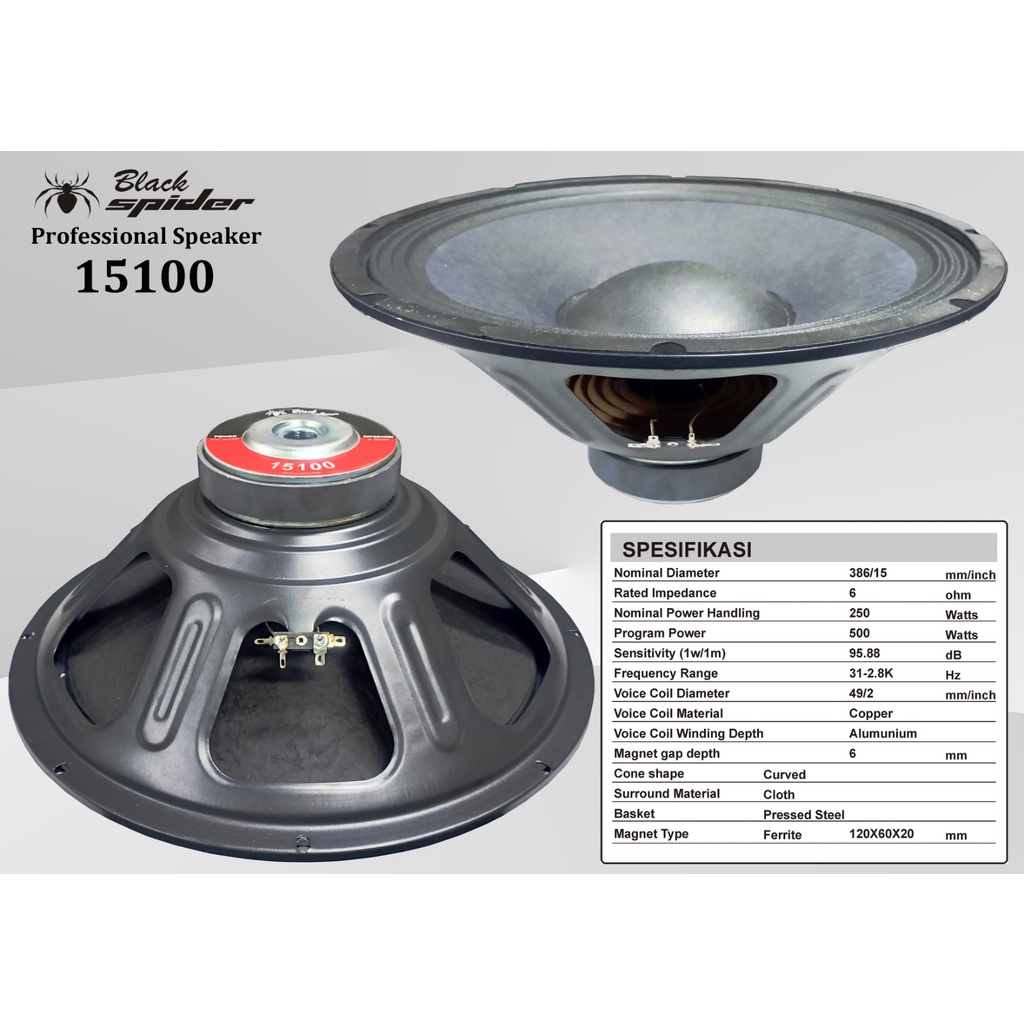 SPEAKER KOMPONEN BLACK SPIDER 15100 BLACKSPIDER 15100 15 INCH
