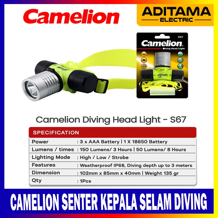 CAMELION SENTER KEPALA SELAM DIVING 3W LED