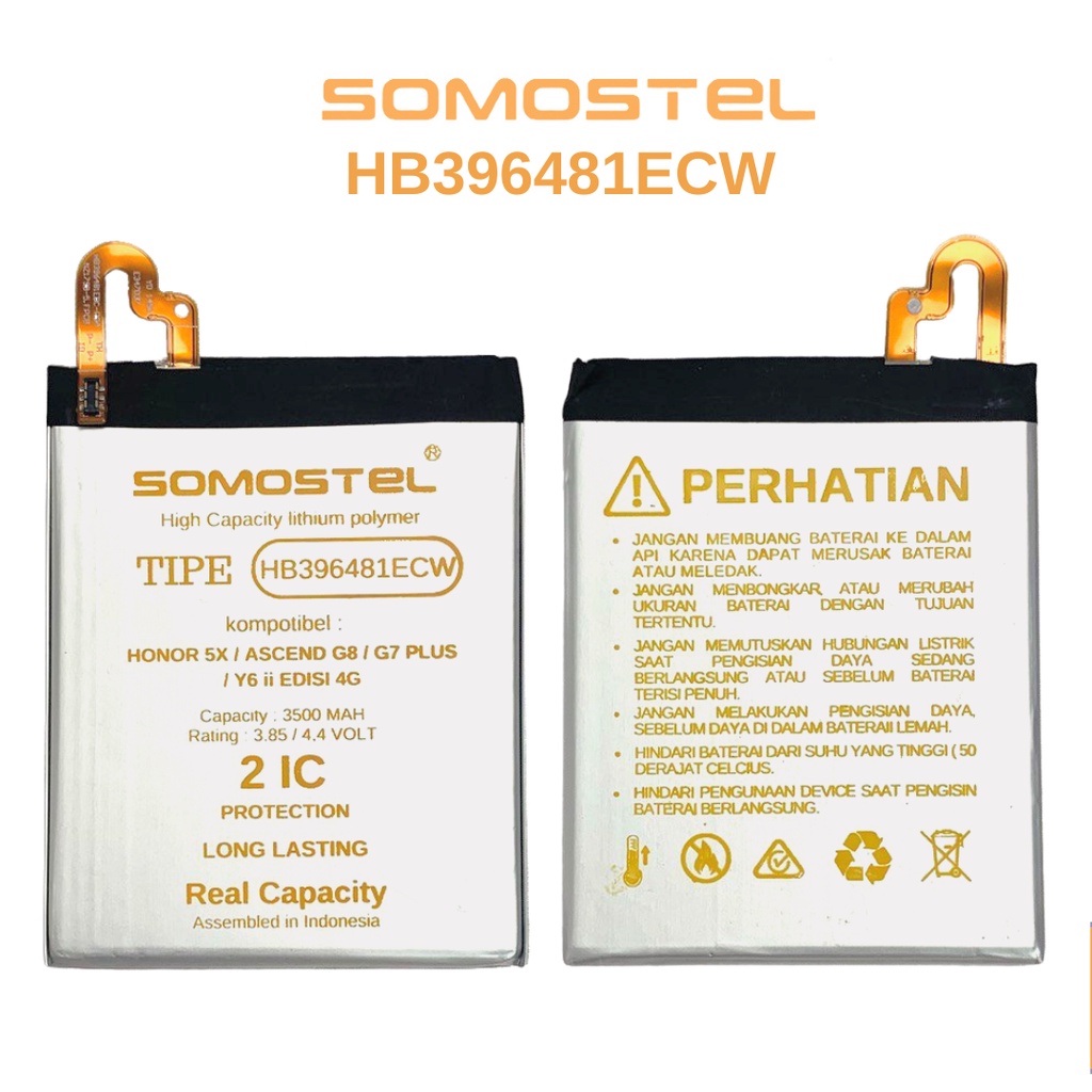 Somostel - HB396481ECW Honor 5x / Ascend G8 / G7 Plus / Y6 ii Edisi 4G Batre Batrai Baterai