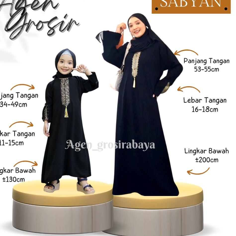 "BIK.15Fe23g" Terlaris Abaya Gamis Sabyan Bonus Ciput Couple Ibu Dan Anak Abaya Hitam Murah Turkey A