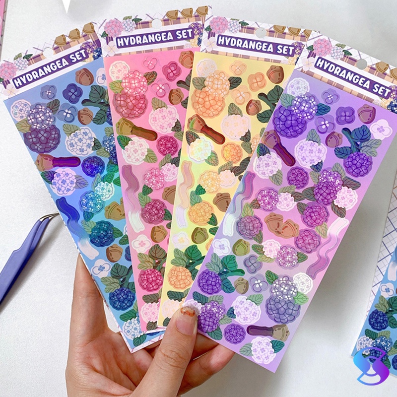 

Seri bahasa bunga romantis stiker tangan laser stiker warna-warni bahan dekorasi kartu stiker DIY lucu-Suning Mall