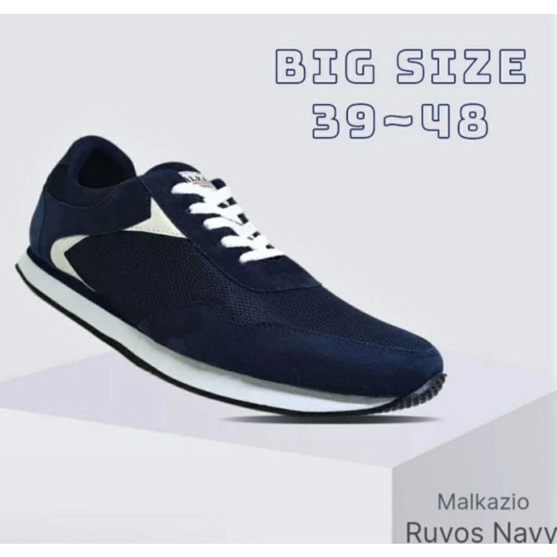 BIG SIZE Shoes 39-49 Sneaker Kets RUNOX.303 Sepatu Olahraga Style Korea Empuk Ukuran Besar Navy, 42