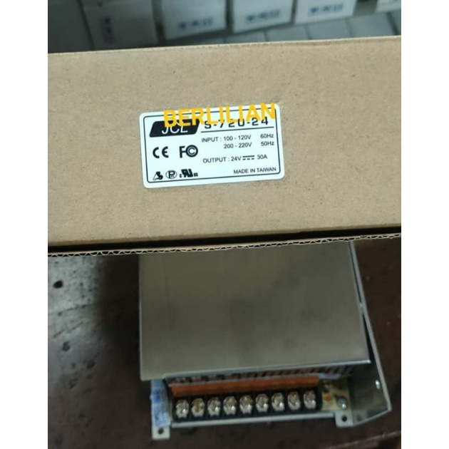 Power Supply DC 24V 30A input AC 100-120V 200-220V merek JCL Made in TAIWAN Kualitas Bagus